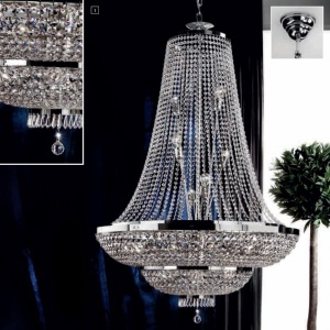 Lustra suspendata XXL cristal Schöler design de lux Sheraton 120cm, chrome