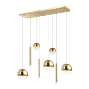 Lustra tavan dreptunghiulara cu pendule LED, LORR auriu