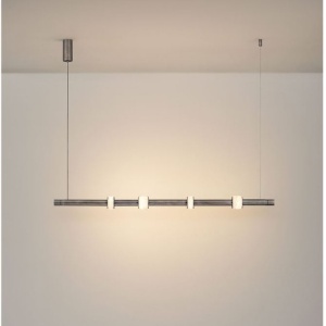 Lustra tub subtire aluminiu gri inchis si alabastru LED MARLOW - Img 4