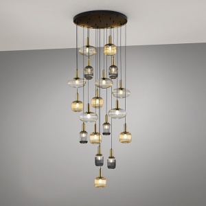 Lustra XXL casa scarii moderna dimabila cu 18 pendule Norma 214263 universul-luminii.ro