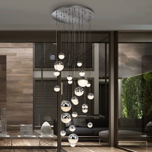 LUSTRA XXL cu 27 pendule LED, H-500cm, DIMABILA prin BLUETOOTH Sphere 96193 universul-luminii.ro