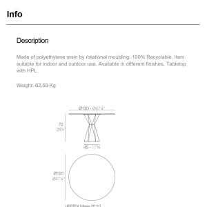 Masa de exterior / interior design modern premium VERTEX 120cm - Img 4