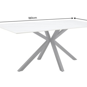 Masa dining cu blat ceramic GALAXIE Alb 180x90cm - Img 5
