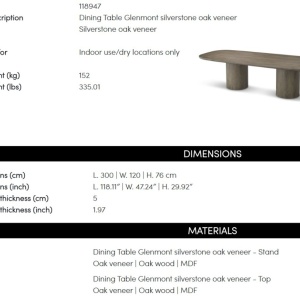 Masa dining deosebita design LUX Glenmont 300x120cm - Img 9