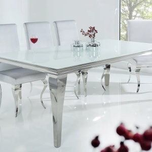 Masa Dining Eleganta, Sticla, Alb, Modern Barock 180cm - Img 8