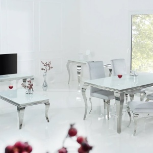 Masa Dining Eleganta, Sticla, Alb, Modern Barock 200cm - Img 6