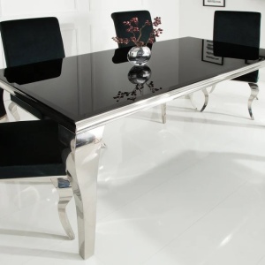 Masa Dining Eleganta, Sticla, Negru, Modern Barock 200cm - Img 3