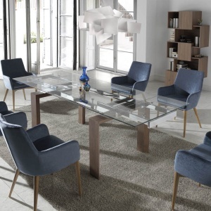 Masa dining extensibila design modern Walnut, 160-240x90cm AC-DT638B - Img 4