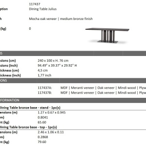 Masa dining moderna design LUX Julius 240x100cm - Img 5