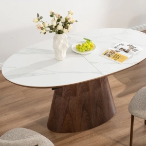 Masa extensibila, Ceramica Alba, Furnir nuc, UNIQUE 160-200cm - Img 8