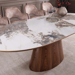 Masa extensibila, Ceramica, Furnir nuc, UNIQUE 160-200cm - Img 5