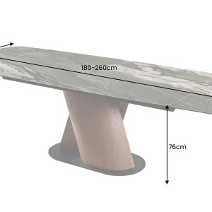 Masa extensibila ceramica gri taupe, furnir lemn de nuc ELEMENTS 180-260cm - Img 3