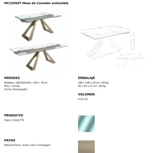 Masa extensibila deosebita design LUX Glass 160-240x100cm - Img 10