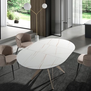 Masa extensibila deosebita design LUX Porcelain Marble 120-170x120cm - Img 8