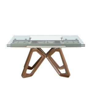 Masa extensibila deosebita design LUX Walnut-Glass 160-240x90cm - Img 8