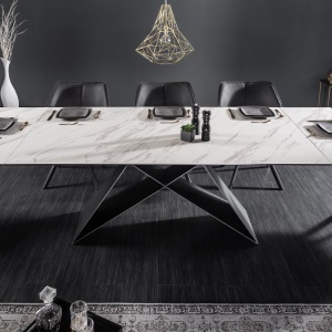 Masa extensibila design extravagant Prometheus 180-260cm, gri alb - Img 5