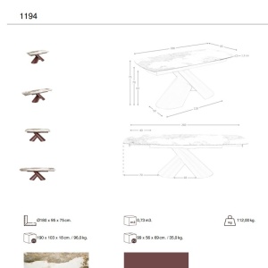 Masa extensibila design LUX Porcelain Marble 180-260x95cm - Img 9