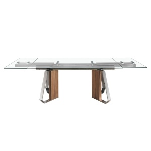Masa extensibila design LUX Sticla, Furnir de Nuc, Otel 1159 - Img 5