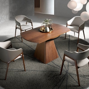 Masa extensibila eleganta design LUX Walnut Veneered 80-140x140cm - Img 8