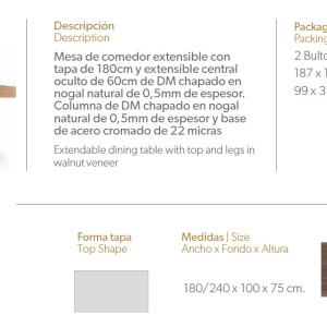 Masa extensibila Walnut, 180-240x100cm AC-LE025 - Img 2
