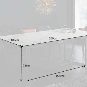 Masa moderna, Ceramica, Alb marmorat, SYMBIOSE 200cm A-6541088 VC - Img 9