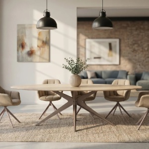 Masa ovala cu blat din ceramica TRAVERTIN 220cm - Img 8