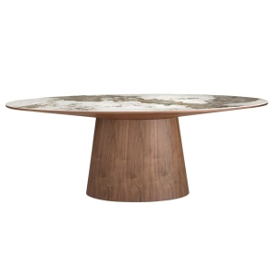 Masa ovala marmura portelanata Walnut 220x112cm - Img 3