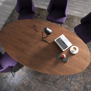 Masa ovala Walnut Veneered, 220x110cm AC-LE015 - Img 5