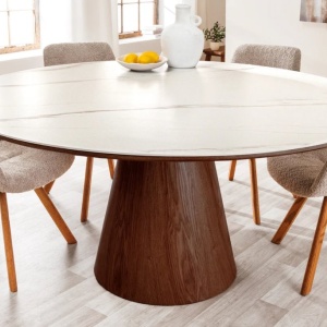Masa rotunda, Ceramica Alba, Furnir Nuc, UNIQUE 120cm A-45144 VC - Img 7