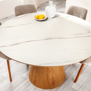 Masa rotunda, Ceramica Alba, Furnir Stejar, UNIQUE 120cm A-45143 VC - Img 8