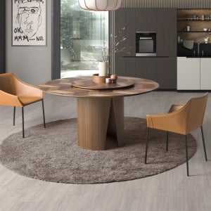 Masa rotunda cu blat central pivotant design LUX Walnut 150cm - Img 9