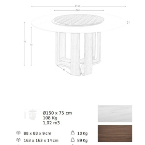 Masa rotunda deosebita design LUX Porcelain Marble 150cm - Img 3