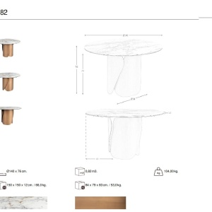 Masa rotunda design LUX Porcelain Marble 140cm - Img 8