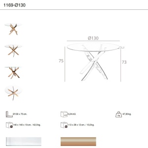 Masa rotunda design modern Veola auriu roze 130cm - Img 4