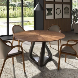 Masa rotunda din lemn furniruit si fibra de sticla Walnut 150cm