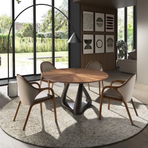 Masa rotunda din lemn furniruit si fibra de sticla Walnut 150cm - Img 4