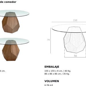 Masa rotunda eleganta design LUX Walnut Veneered 150cm - Img 6
