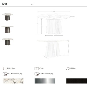 Masa rotunda Porcelain Marble Dark ash oak 150cm - Img 7