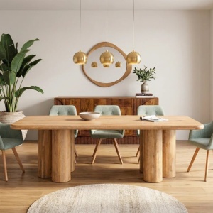 Masa sufragerie ART DECO 240cm lemn masiv de mango natural - Img 7