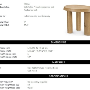 Masuta auxiliara din lemn design LUX Prelude, Reclaimed oak - Img 2