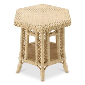 Masuta auxiliara din ratan natural design LUX Saba Hexagon - Img 4