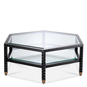 Masuta de Cafea Design LUX, Lemn, Negru, Sticla, Cornelius - Img 4