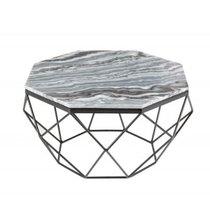 Masuta de cafea design minimalist Diamond 69cm, marmura gri