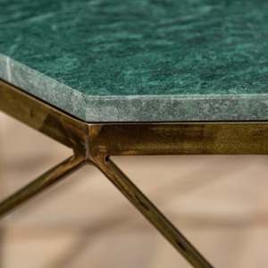 Masuta de cafea design minimalist Diamond 69cm, marmura verde - Img 5
