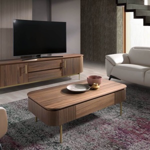 Masuta de cafea moderna design LUX Wood and Gold