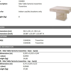 Masuta design LUX din travertin Sartoria 50x65cm - Img 5