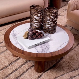 Masuta Design LUX, Marmura, Furnir Nuc, Presedio 100cm - Img 3