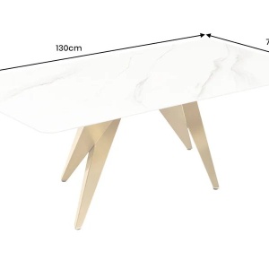 Masuta design modern, Metal, Auriu, Ceramica, Alb, ART LIVING 130cm, A-46204 VC - Img 11