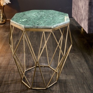 Masuta laterala design minimalist Diamond 50cm, marmura verde - Img 3
