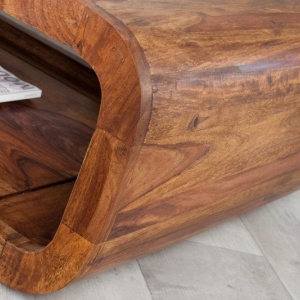 Masuta living din lemn de trandafir, colturi rotunjite Curved II 100cm Sheesham - Img 5